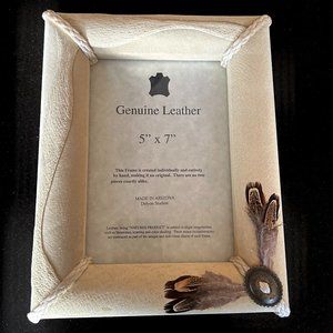 Handmade Leather and Feather Picture Frame NWOT